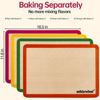 4 Pcs Half Sheet Silicone Baking Mat, Non-Stick, Food Safe Silicone Mats for Baking Cookies, Macarons, Vegetables, 480℉ Heat Resistant (Red&Yellow&Green&Orange)