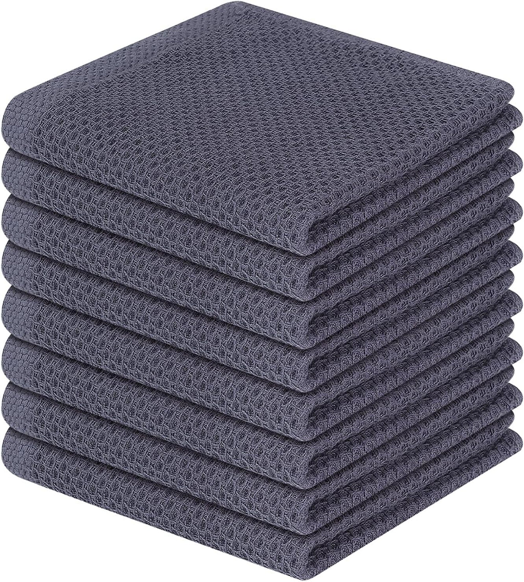 Homaxy 100% Cotton Waffle Weave Kitchen Dish Cloths, Ultra Soft Absorbent Quick Drying Dish Towels, 12 x 12 Inches, 8-Pack, Dark Grey