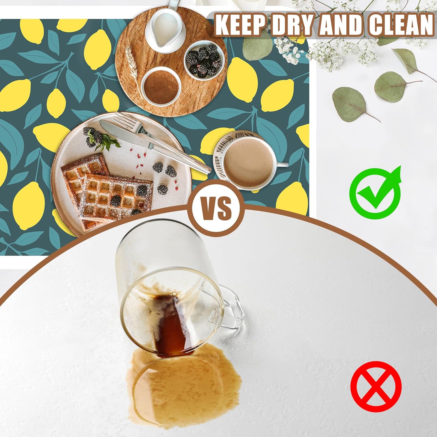 Yellow Lemon and Leaves Coffee Mat Absorbent Dish Drying Mat for Kitchen Counter Hide Stain Rubber Backed Coffee Bar Accessories Fit Under Espresso Machine 15.7 x 23.6 Inch