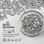 Silver Sprinkles for Cake Decorating, Star Candy Sugar, Mix Size, 150g/5.29oz, Food Grade, Cake Decoration, Cupcake Topper, Holiday, Party, Wedding Party, Birthday, Easter, Christmas Supplies