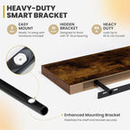 48 Inch Floating Shelves, 9.3" Deep Floating Shelf Wall Mounted, 48" Wall Shelves, Rustic Deep Bookshelf, Large Display Shelves & Storage Shelves for Bedroom, Living Room, Brown, Set of 1