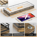 Rustic Bathroom Toilet Tank Tray, 11.2" Wood Toilet Paper Storage Basket Back of Toilet Basket Organizer, Vanity Tray for Perfume Makeup Candle Kitchen Counter Coffee Table Decor