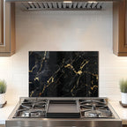 DAIFURONGE Tempered Glass Backsplash For Kitchen Behind Stove,Black Marbling Stove Backsplash Top Cover,Easy to Clean Glass Splashback, Sink Cover Splash Guard,Home Kitchen Wall Decor (23.62"x15.75"(60x40cm))