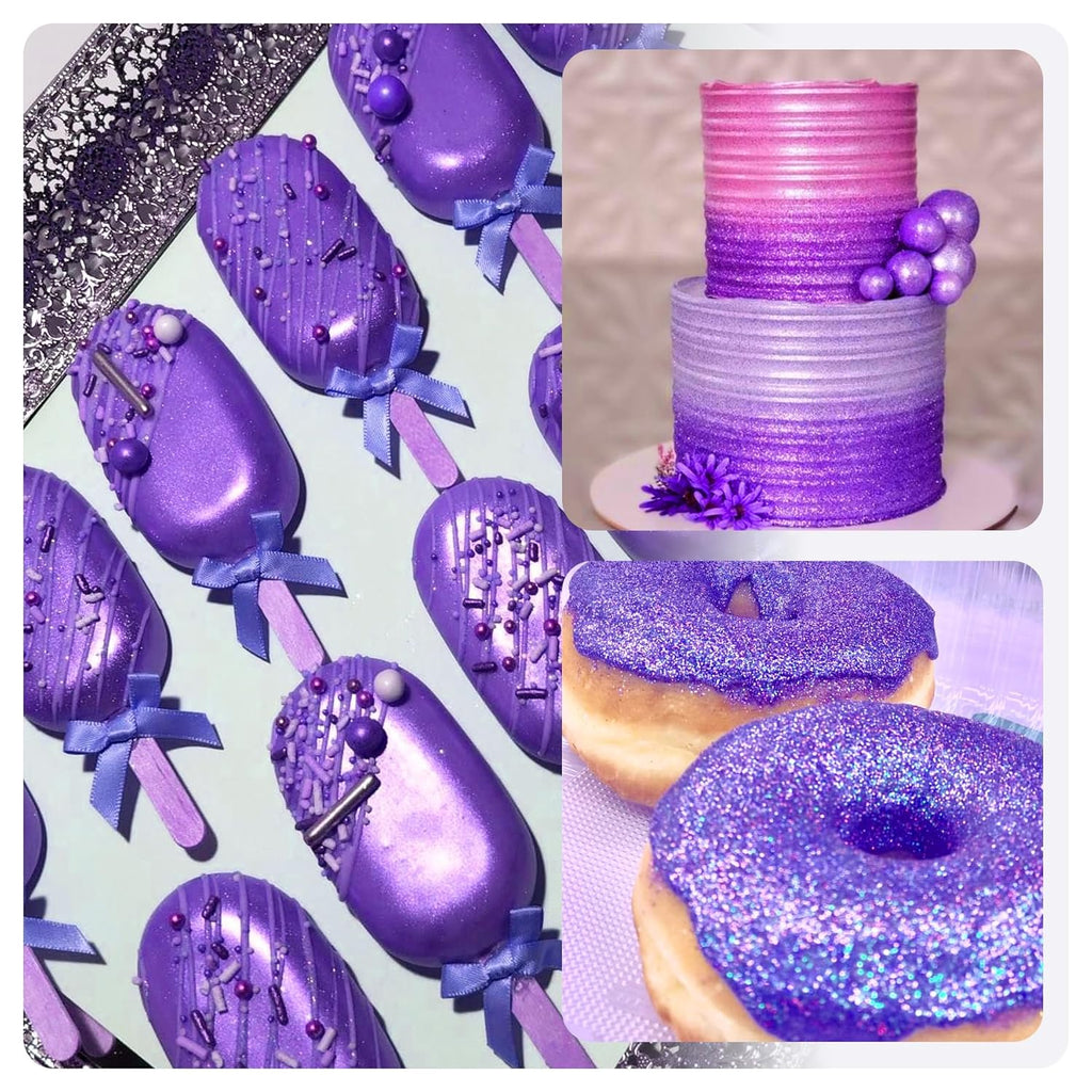 Edible Glitter - 1oz Luster Dust Edible Food Grade Glitter for Cocktail, Cake Decorating, Baking, Drinks - Shimmer Dust Powder, Metallic Food Coloring Powder for Icing, Fondant, Candy, Cookie (Purple)