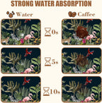 Jungle Animals Coffee Mat Tropical Dish Drying Mat for Kitchen Counter Absorbent Hide Stain Rubber Backed Coffee Bar Accessories Fit Under Espresso Machine Cafe Decor, 11.8 x 19.7 Inch