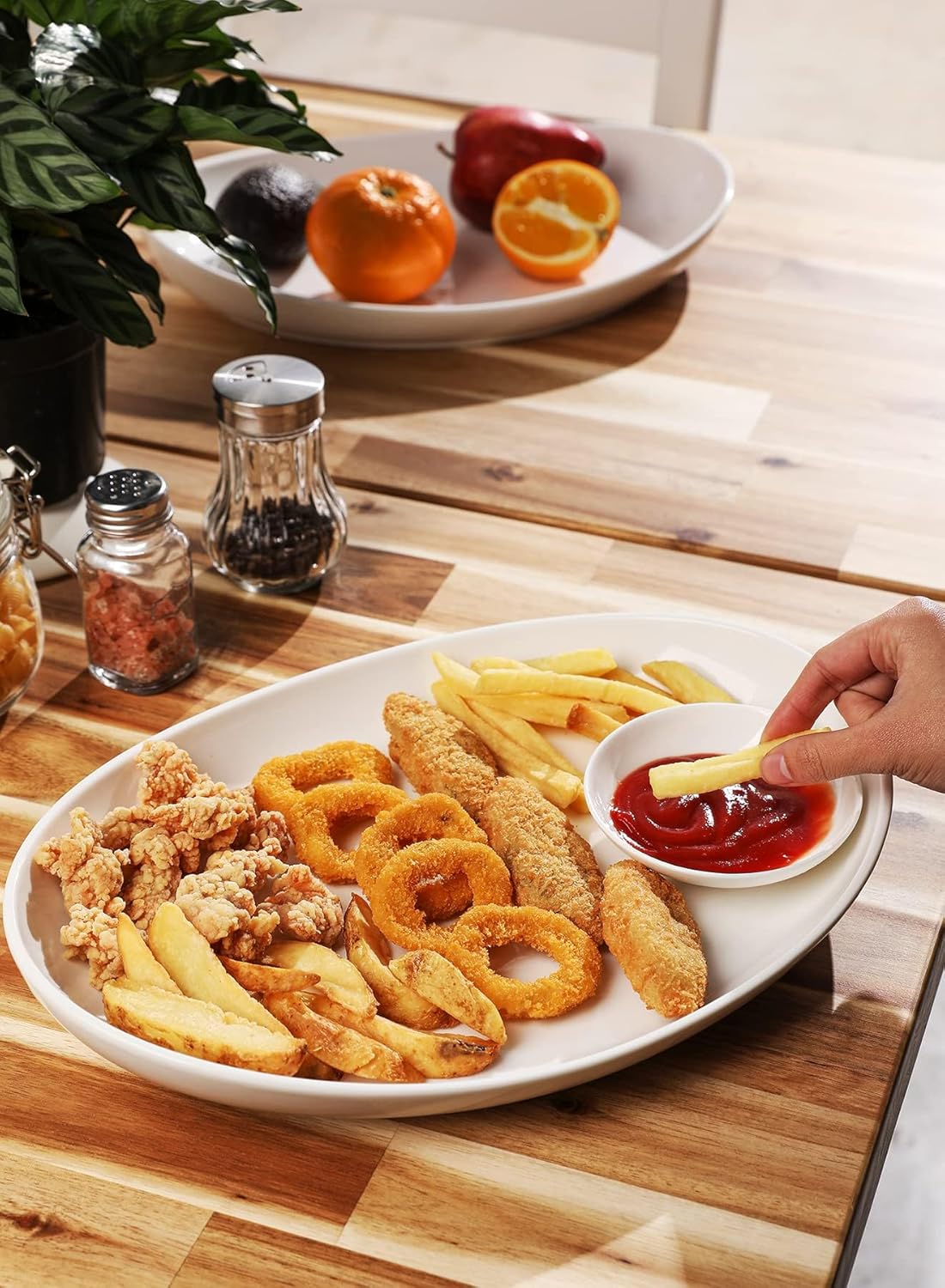 Sweese 2-Pack Porcelain Oval Serving Platters, White High-Grade Durable Professional, 14.5 Inch 2.0 Count