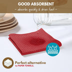Native Fab 12 Pack Dish Cloths - 100% Cotton, Absorbent, Quick Drying, Washable Towels for Cleaning, Cooking, Baking - Perfect for Home, Restaurants, Bars & Multi Purpose Use - 12x12 Inches - Red