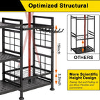 GIOTORENT 6 Tier Garden Tool Organizer, Garage Storage and Organization, Metal Yard Tools Storage Rack, Heavy Duty Garden Tool Organizer for Garage, Yard, Patio, Shed, Indoors and Outdoors, Black
