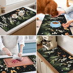 17"x 32" Coffee Bar Mat, White Campanula Absorbent Dish Drying Mat Cuttable Hide Stain Draining Table Pad for Kitchen Counter, Coffee Bar Accessories