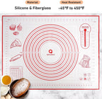 Extra Large Silicone Pastry Mat, Baking Mat with Measurement for Fondant, Rolling Dough, Pie Crust, Pizza and Cookies, Counter Mat/Kneading Matts, Red, 24" x 32"