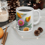 11 OZ Novelty Coffee Mugs - Christmas Gift (3-D Flower)