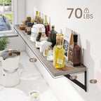 Dreamland Deep Floating Shelves for Wall, 48W x 8D Wall Mounted Shelves Set of 2, Wide Display Ledge Shelf with Sturdy Metal Brackets for Living Room, Bathroom, Bedroom and Kitchen, Grey