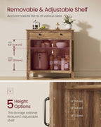 VASAGLE LIRY Collection - Buffet Cabinet, Coffee Bar Cabinet with a Drawer, Adjustable Shelf, Sideboard Storage with Cable Hole, Drawer Divider, Honey Brown UBBK341K01