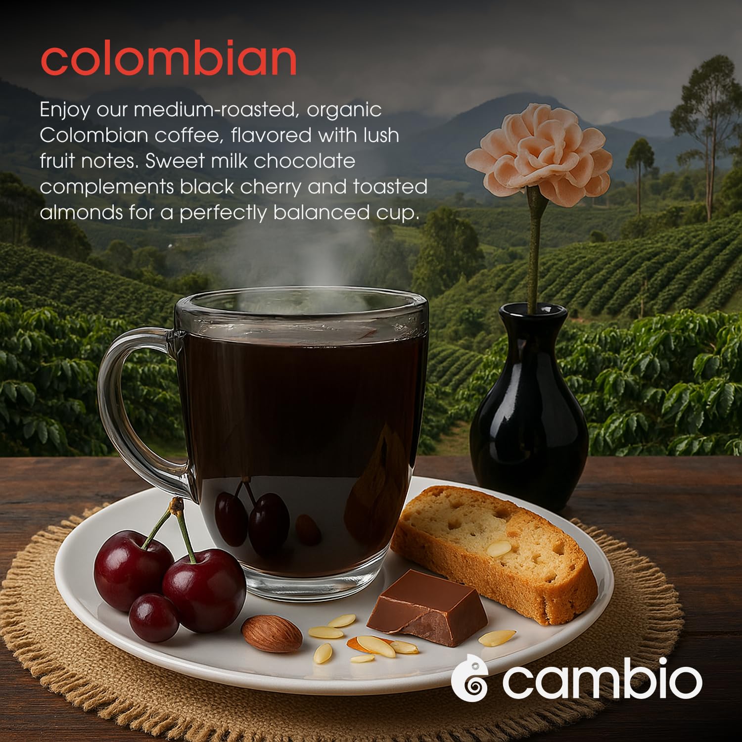 Cambio Roasters Colombian Organic Coffee K Cups for Keurig, Medium Roast Coffee K-Cup, Only Aluminum Keurig K Cups with Organic Beans, More Flavor & Longer Lasting Freshness, Medium Roast, 10 count