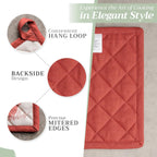 Maison d' Hermine 100% Cotton Oven Mitt & Pot Holder Set (7.5"x13" & 8"x8") Heat Resistant BBQ Cooking Gloves with Loop, Baking, Grilling, Kitchen, Handling Hot Pans (Holy Jouy - Red)