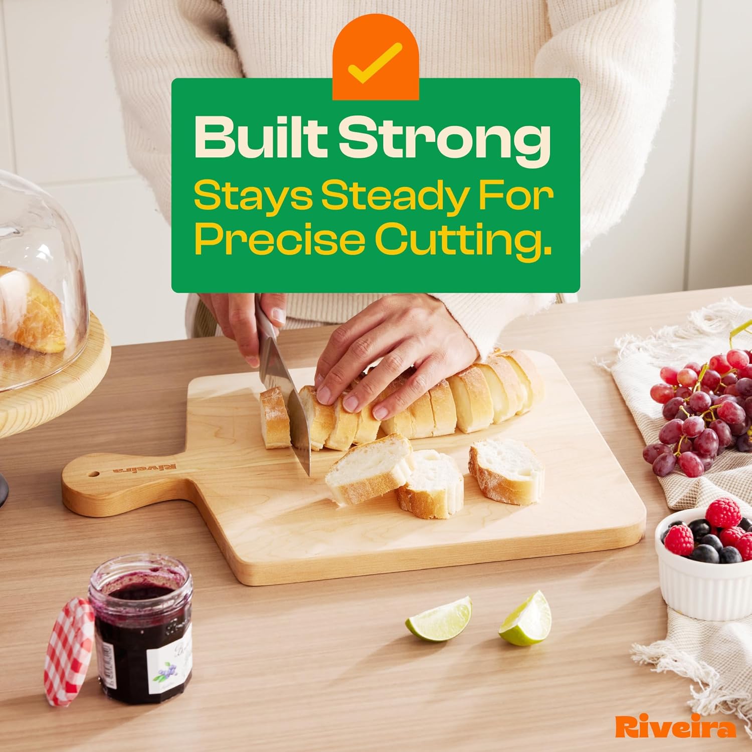 Riveira Cherry Wood Cutting Board – Gourmet Black Cherry Grandeur: 17 x 13 Wooden Cutting Board – Wooden Cutting Boards For Kitchen Decorative – Innovative Juice Grooves Cherry Wooden Chopping Board