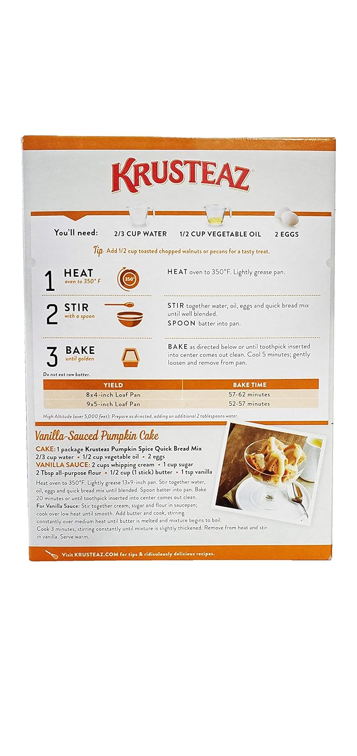 Krusteaz Baking Mix, Pumpkin Spice Quick Bread Mix, Made with Real Pumpkin & No Artificial Flavors, 15 Ounce Box (Pack of 2)