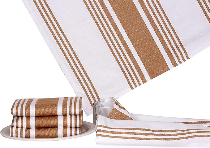 Urban Villa Kitchen Towels 100% Cotton Dish Towels for Kitchen (Set of 6)20”x30” Dish Cloths Highly Absorbent Kitchen Linen Set with Hanging Loop Perfect for Drying Dishes Cleaning Towels-Taupe White