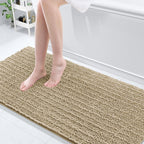Arotive Luxury Chenille Bathroom Rug Mat, Extra Soft Thick Absorbent Shaggy Bath Rugs, Non-Slip Machine Wash Dry, Plush Bath Mats for Bathroom, Shower and Tub, 70x24, Beige