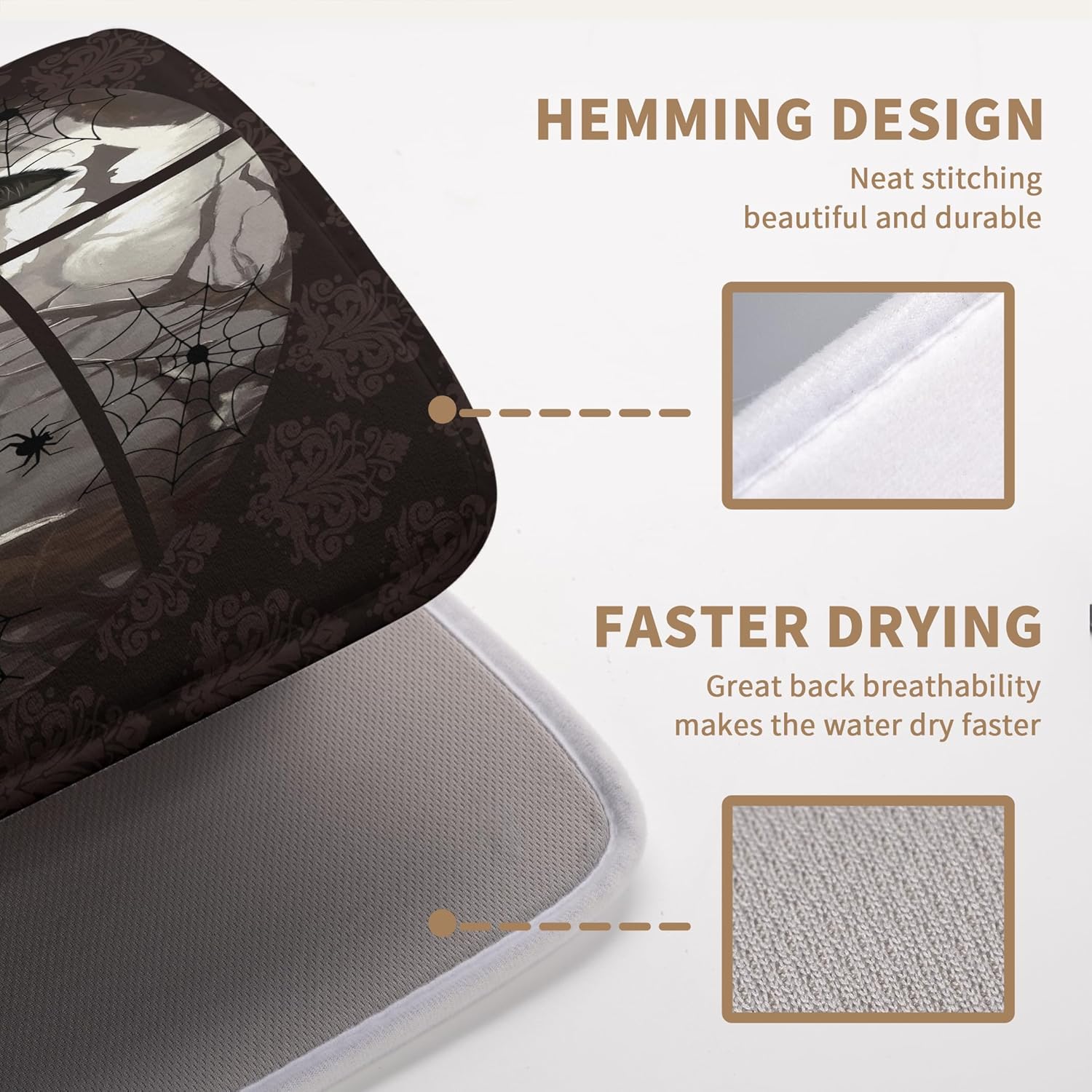 Halloween Black Cat Dish Drying Mat Fall Halloween Pumpkins Large Kitchen Mats Dish Drying Pad Absorbent Dish Dryer Mat for Kitchen Countertops Microfiber Drainer Pad Dish Drying Mats (18x24 in)