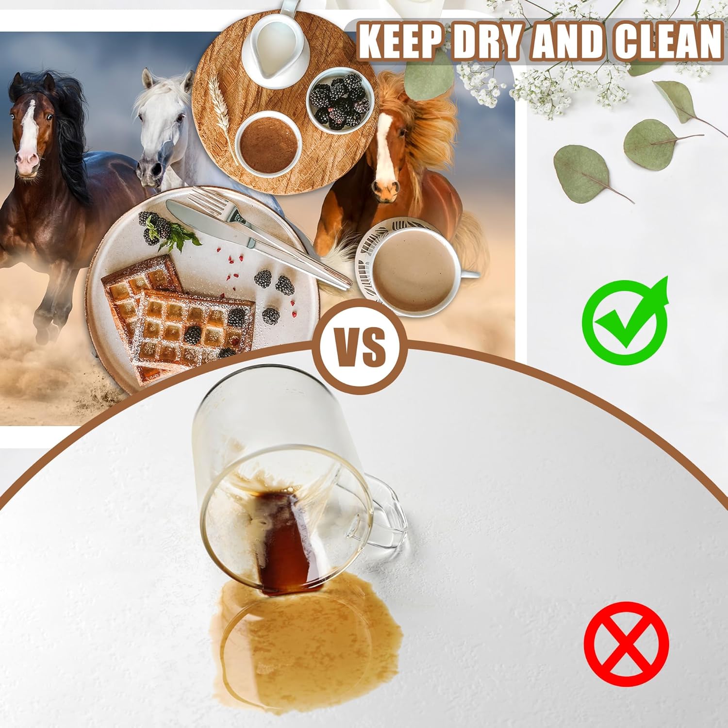 Horses Run in Desert Coffee Mat Absorbent Dish Drying Mat for Kitchen Counter Hide Stain Rubber Backed Coffee Bar Accessories Fit Under Espresso Machine Cafe Table, 15.7 x 23.6 Inch