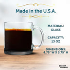 Libbey Clear Glass Coffee Mugs 13 oz. Set of 10, Bulk Pack - Perfect for Coffee, Tea, Espresso, Hot Cocoa, Other Beverages - Black Bottom