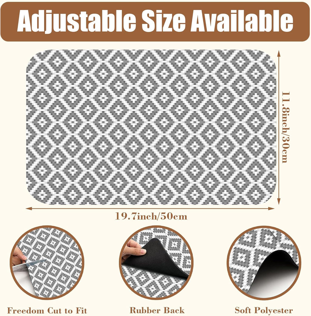 Ethnic Geometric Dish Drying Mat for Kitchen Counter Bar Mat Hide Stain Absorbent Rubber Backed Coffee Mat Maker Espresso Machine Bar Accessories 11.8 x 19.7 Inch