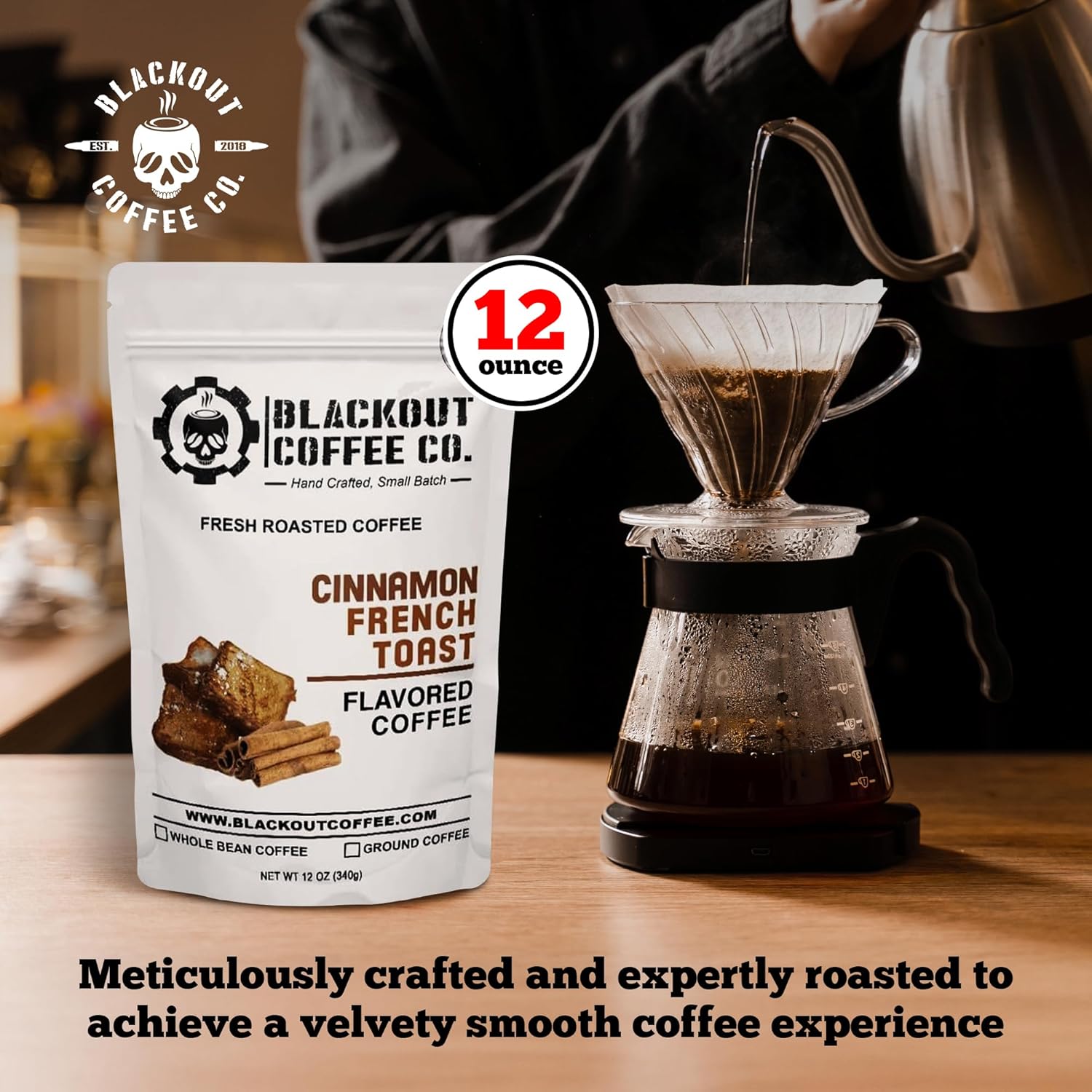 Blackout Coffee Cinnamon French Toast Flavored Ground Coffee – Medium Roast, Smooth Taste, Guilt Free Indulgence – Freshly Roasted 12oz Bag, American Made