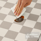 Checkered Dish Drying Mat for Kitchen Counter, Coffee Bar Station Accessories, Retro Cute Aesthetic Modern Absorbent Drainer Mat Kitchen Drying Mat Easy Clean, Khaki 12" x 19"