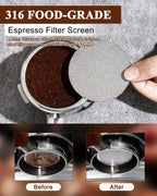 51mm Espresso Accessories Kit, 350ml Milk Frothing Pitcher, Espresso Tamper, WDT Tool & Puck Screen, Dessert Spoons, Tamper Mat, Latte Art Pen &16 PCS Coffee Decorating Stencils