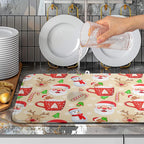 Christmas Gingerbread Man Dish Drying Mat Winter Snowflake Snowman Xmas Kitchen Drying Mat Dish Dryer Mat Absorbent Microfiber Dish Drying Mat Dish Draining Mat for Christmas Decorations 18x24 inch