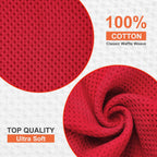 Kitinjoy 100% Cotton Kitchen Dish Cloths, 6 Pack Waffle Weave Ultra Soft Absorbent Dish Towels for Drying Dishes Quick Drying Kitchen Towels Dish Rags, 12 X 12 Inches, Red