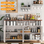 Buffet Sideboard with Storage Farmhouse with 4 Doors, 55'' Large Kitchen Storage Cabinet Wood Coffee Bar Cabinet Buffet Table with Shelves for Kitchen, Dining Room, Entryway