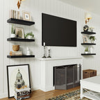 Vivelove Black Floating Shelves for Wall, 16 inchs x 6.7” deep x 1.4” Wall Shelf for Bathroom Bedroom, Living Room, Kitchen, Office Home Decor, Narrow Wood Shelves with Invisible Brackets Set of 2