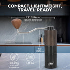 Manual Coffee Grinder With Stainless Steel Burr – Hand Coffee Grinder for Espresso Pour Over and French Press – Travel-Ready Design With Carry Case Brush and Blower