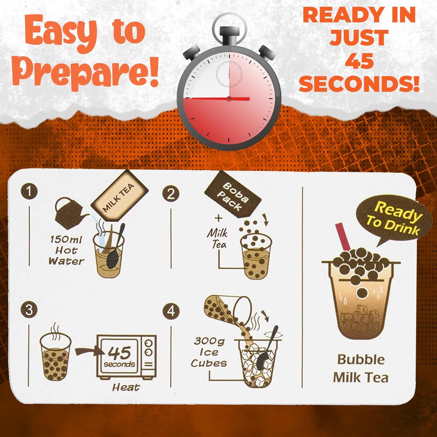 Fusion Select 5 Packs Taro, Mango, Honeydew, Strawberry Bubble Tea Kit Set With Extra Rich Tapioca Pearls, Straws