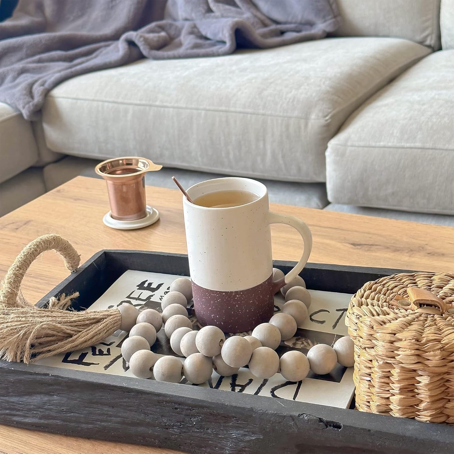 Mora Ceramics Tea Cup with Loose Leaf Infuser, Spoon and Lid, 12 oz, Microwave and Dishwasher Safe Coffee Mug - Rustic Matte Ceramic Glaze, Modern Herbal Tea Strainer - Great Gift for Women, Garnet