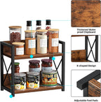 Giikin Countertop Shelf Organizer, 2 Tier Kitchen Spice Rack for Countertop, Wood Coffee Counter Shelf Organizer for Home (Brown, S)