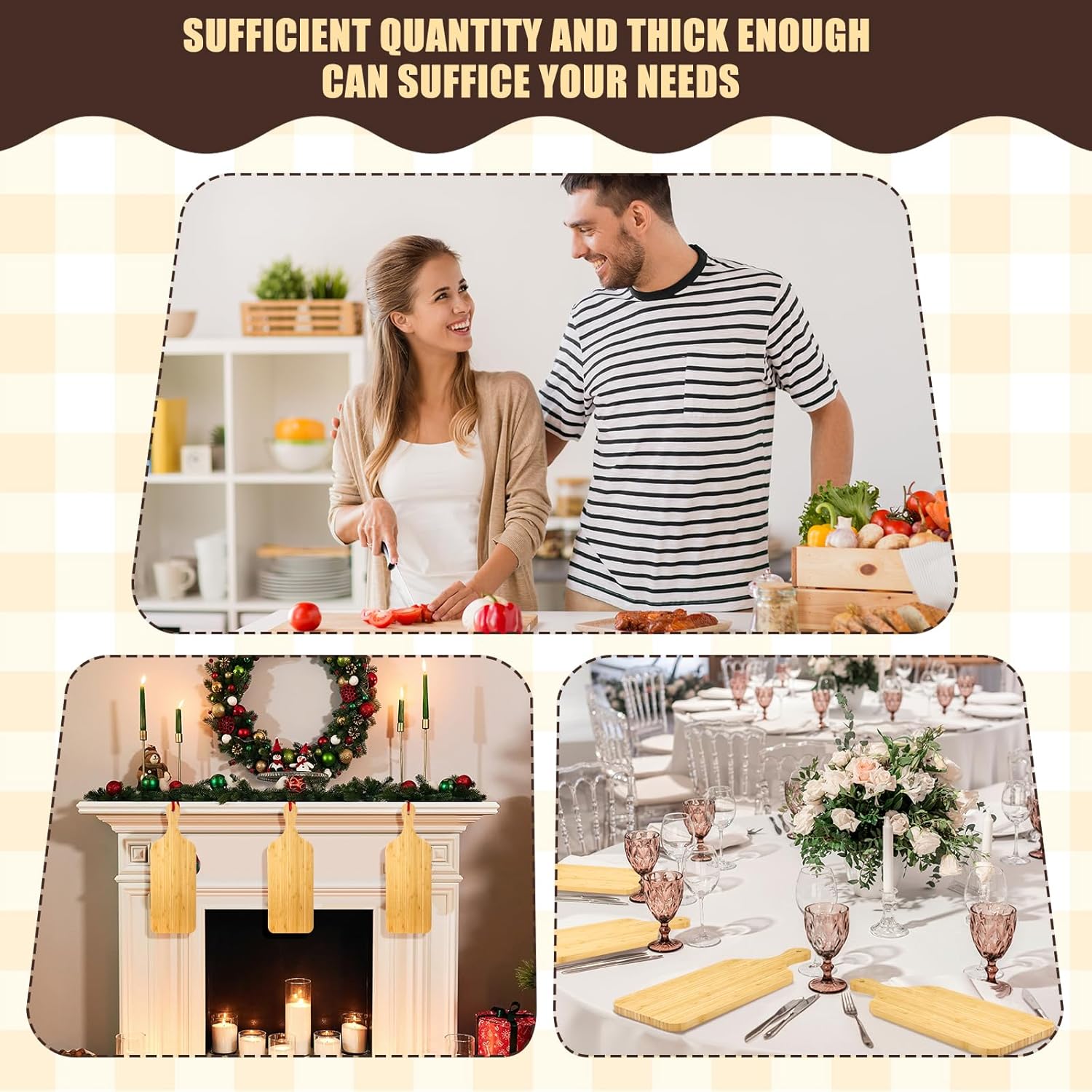 Lounsweer 6 Pcs Thicken Cutting Board Bulk Wood Board for Chopping Serving Charcuterie Material for Laser Engraving Mother' Day Wedding Housewarming Gift(Bamboo,17 x 6 Inches)