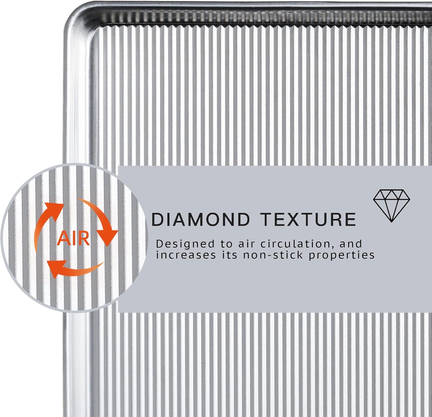 HONGBAKE Aluminum Cookie Sheets for Baking, 2-Pack Commercial Quality Half Sheet Pan, Baking Sheets Non Stick with 50 PCS Parchment Paper, 12.8 x 17.7 in, Silver