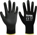 DULFINE Ultra-Thin PU Coated Work Gloves-12 Pairs,Excellent Grip,Nylon Shell Black Polyurethane Coated Safety Work Gloves, Knit Wrist Cuff,Ideal for Light Duty Work. (Small)