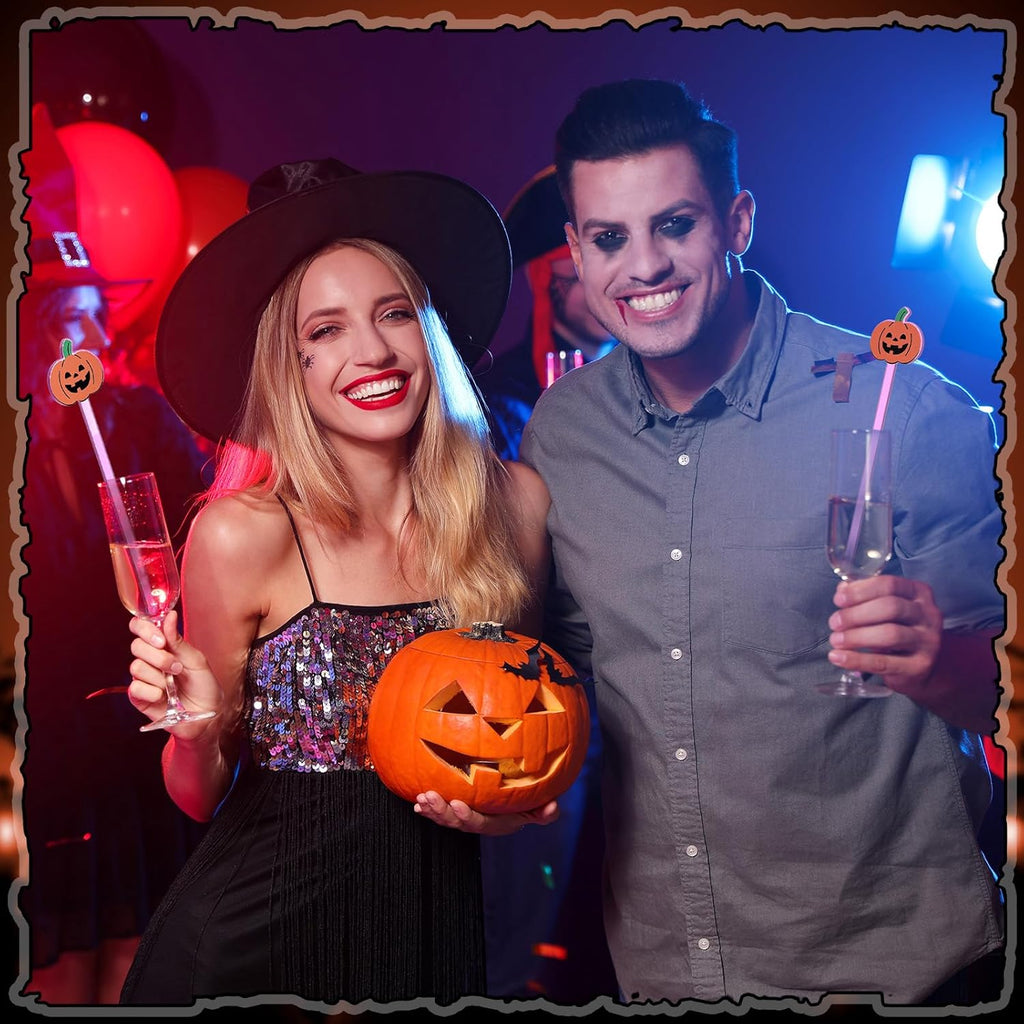 Remerry 18 Pcs Halloween Swizzle Sticks 6.7 Inches Halloween Reusable Stir Sticks Acrylic Drink Stirrers Pumpkin Cocktail Coffee Stirrers Bulk for Coffee Bar Cocktail Milk Party Decor(Pumpkin)