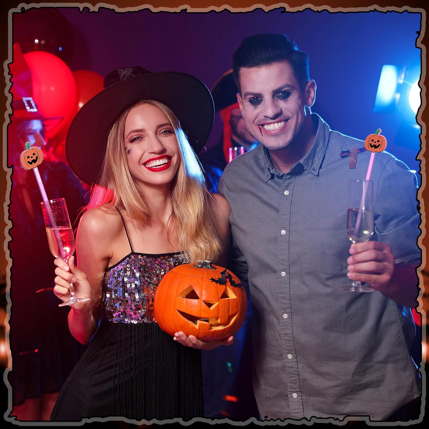 Remerry 18 Pcs Halloween Swizzle Sticks 6.7 Inches Halloween Reusable Stir Sticks Acrylic Drink Stirrers Pumpkin Cocktail Coffee Stirrers Bulk for Coffee Bar Cocktail Milk Party Decor(Pumpkin)