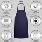 GREEN LIFESTYLE 120 Pack Professional Chef Apron– Grilling Aprons for Men, Waterproof Cooking Apron for BBQ, Work or Restaurant Use, Kitchen Aprons for Women – Navy Blue, No Pockets