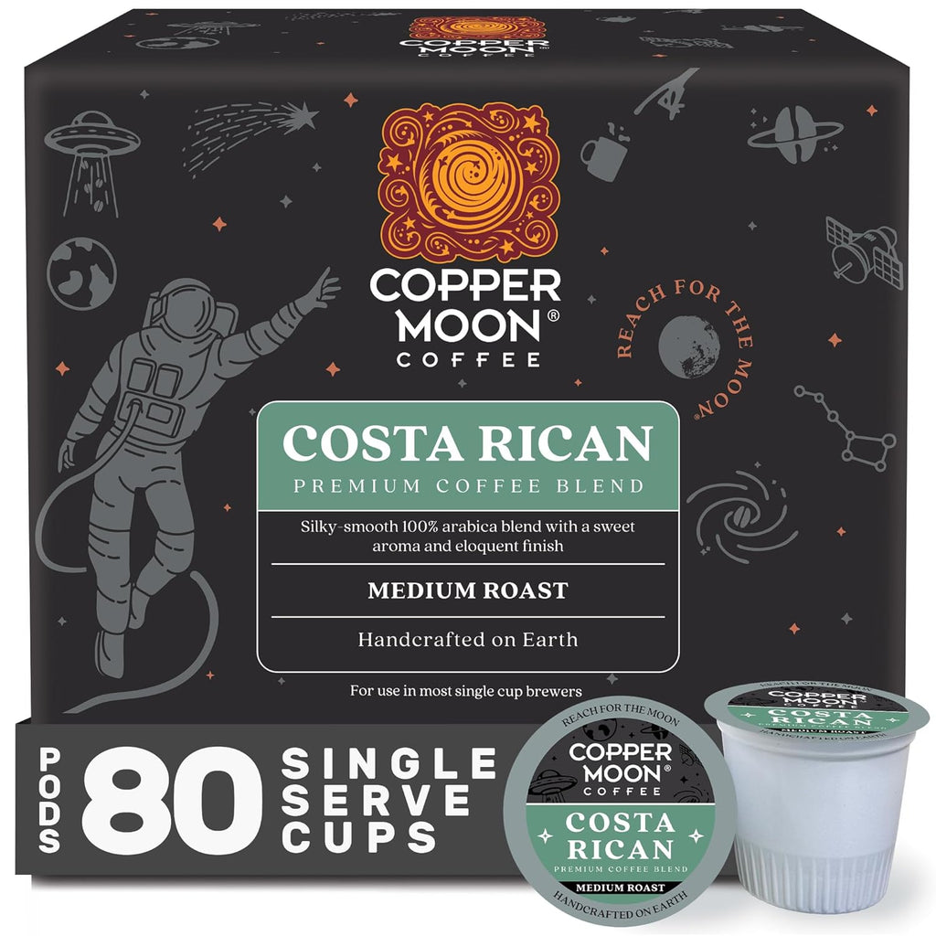 Copper Moon Single Serve Coffee Pods For Keurig K-Cup Brewers, Medium Roast, Costa Rican Blend, 80 Count