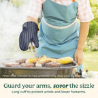 Cuisinart Heritage Kitchen Oven Mitts – Heat-Resistant Kitchen Mitts for Oven with Non-Slip Neoprene Palm, Long Cuff, and Cotton Filling – Durable Oven Gloves for Cooking, Baking, & Grilling