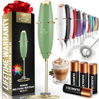 Zulay Kitchen Powerful Milk Frother Wand With 4 AA Duracell Batteries - Ultra Fast Handheld Drink Mixer - Electric Whisk Foam Maker for Coffee, Lattes, Cappuccino, Matcha & Creamer -