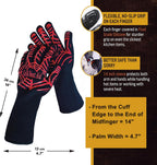 GRILL HEAT AID BBQ Grill Gloves Heat Proof for Grilling – Fireproof 1472°F Heat-Resistant Grill Mitts for Outdoor Barbecue and Smoker, Campfire, Fire Pit, Oven Glove with Fingers for Baking Pizza