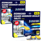 Dishwasher Cleaner Deodorizer Descaler Tablets - 56 Tabs - 1 Plus Year Supply - Extra Scented Deep Cleaning Sanitizer Pods - Remove Hard Water - Contain Citric Acid Heavy Duty Septic Safe - Lemon