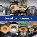 Loka Chai Maker for Authentic Masala Chai & Chai Latte | Easy Clean Stainless Steel Stovetop Tea Maker with Innovative Chai Fountain | Non-Stick Ceramic, 20oz (3 Cups) - (Stainless Steel Strainer)